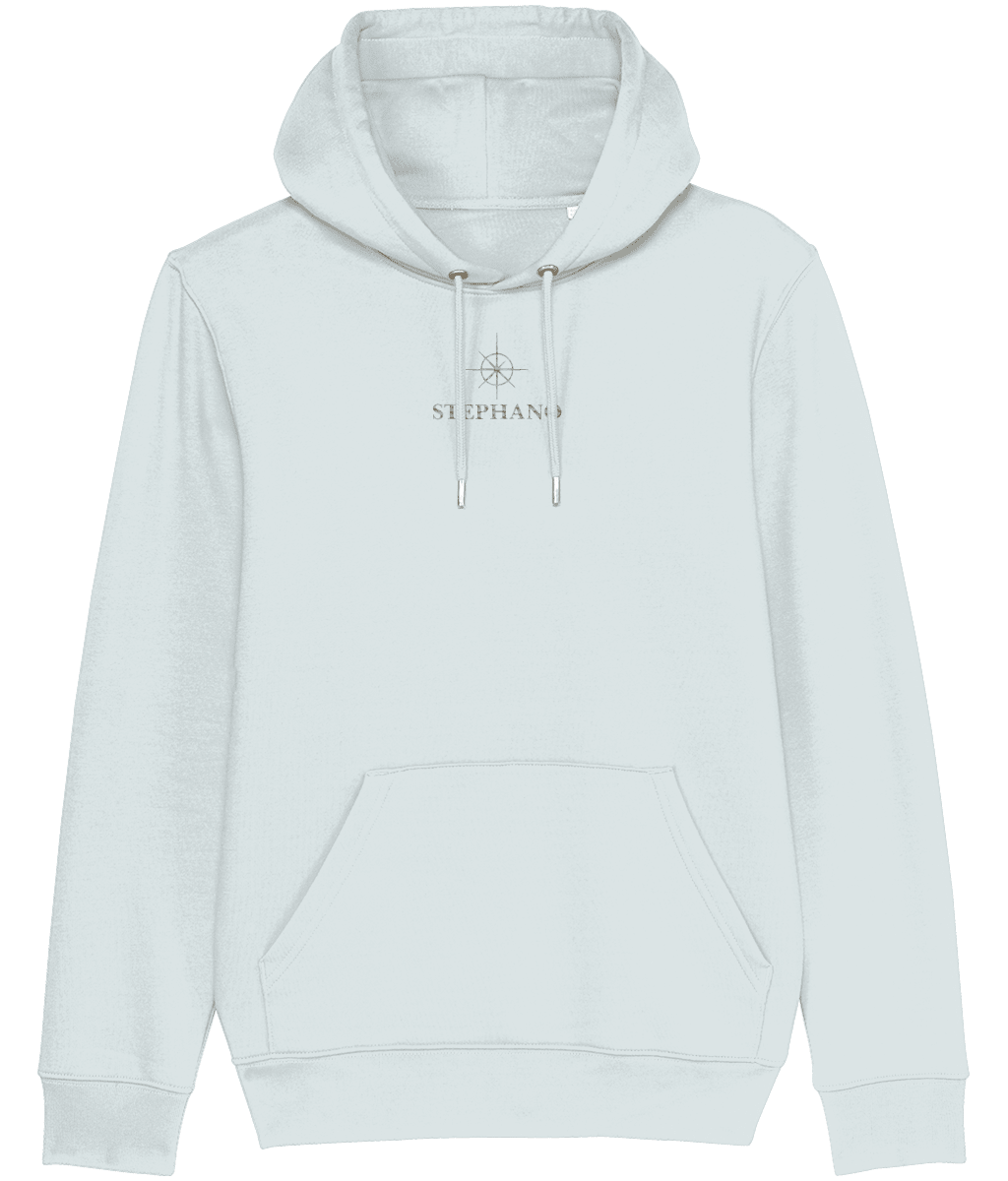 blue ice Stephano Classic hoodie met capuchon, buidelzak en subtiel logo op de borst, comfortabele trui