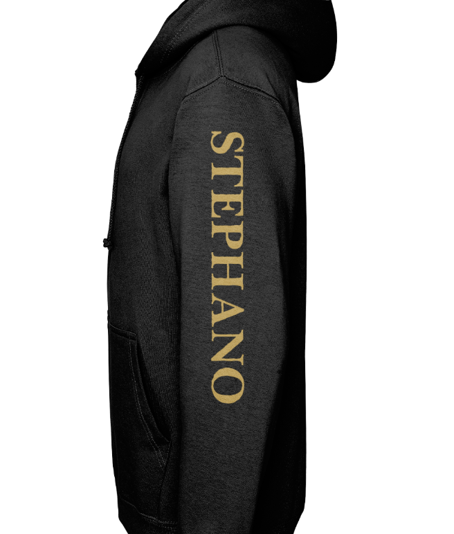 hoodie logo voorkant naam linker mouw