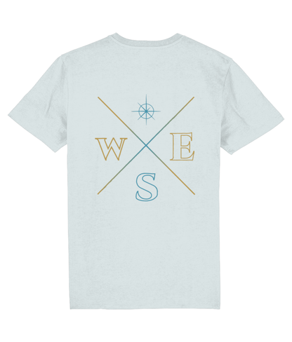 T-shirt stephano tee kompas blue ice voorkant 