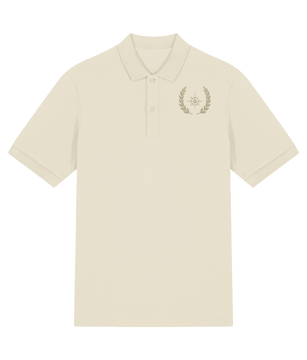 Stephano luxe polo voor heren in natural raw met logo op linker borst