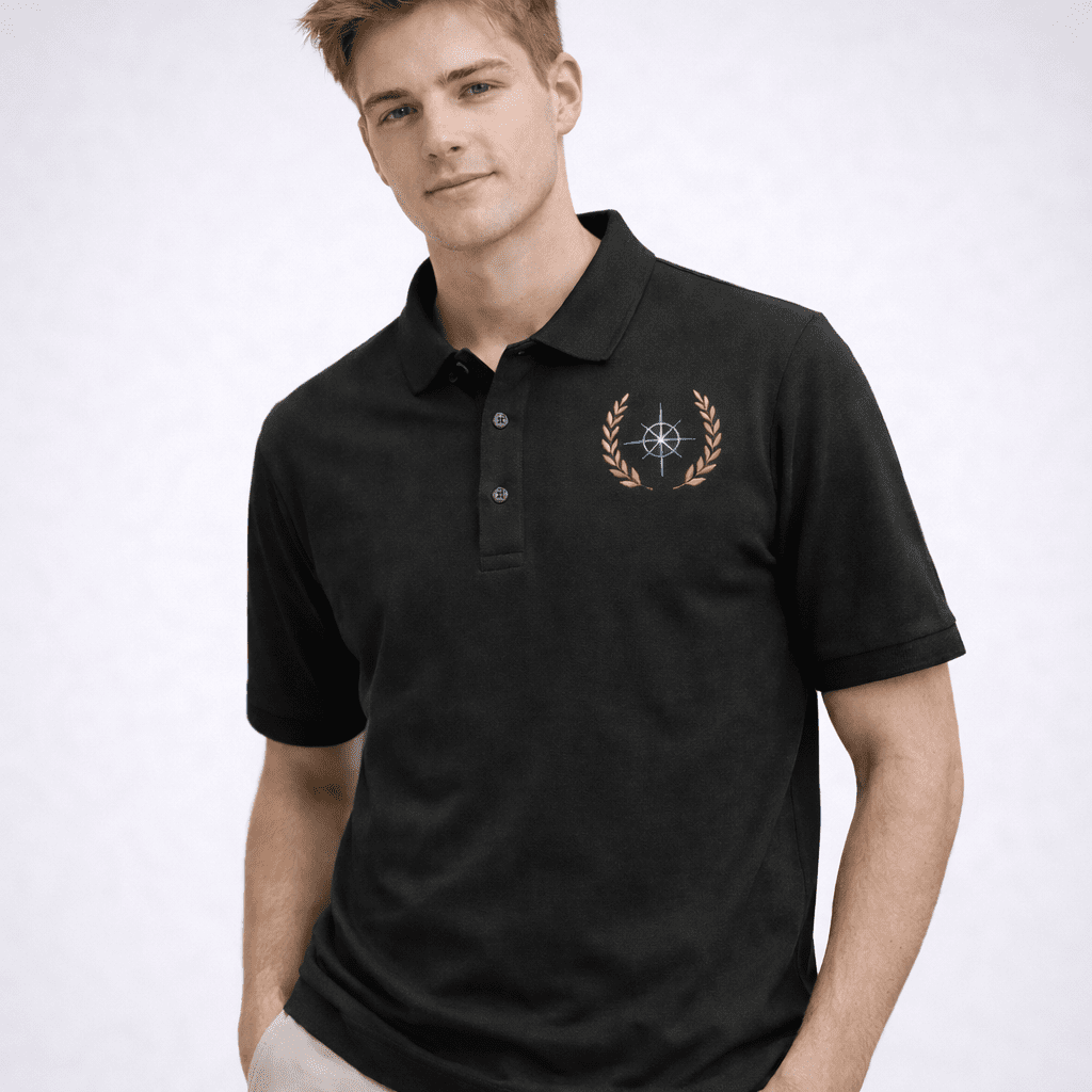 Stephano Signature polo voor heren in zwart met logo op linker borst