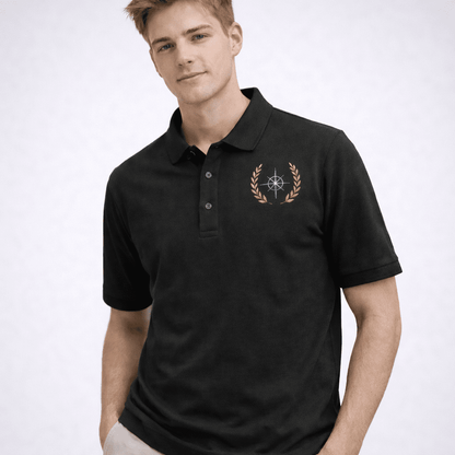 Stephano Signature polo voor heren in zwart met logo op linker borst