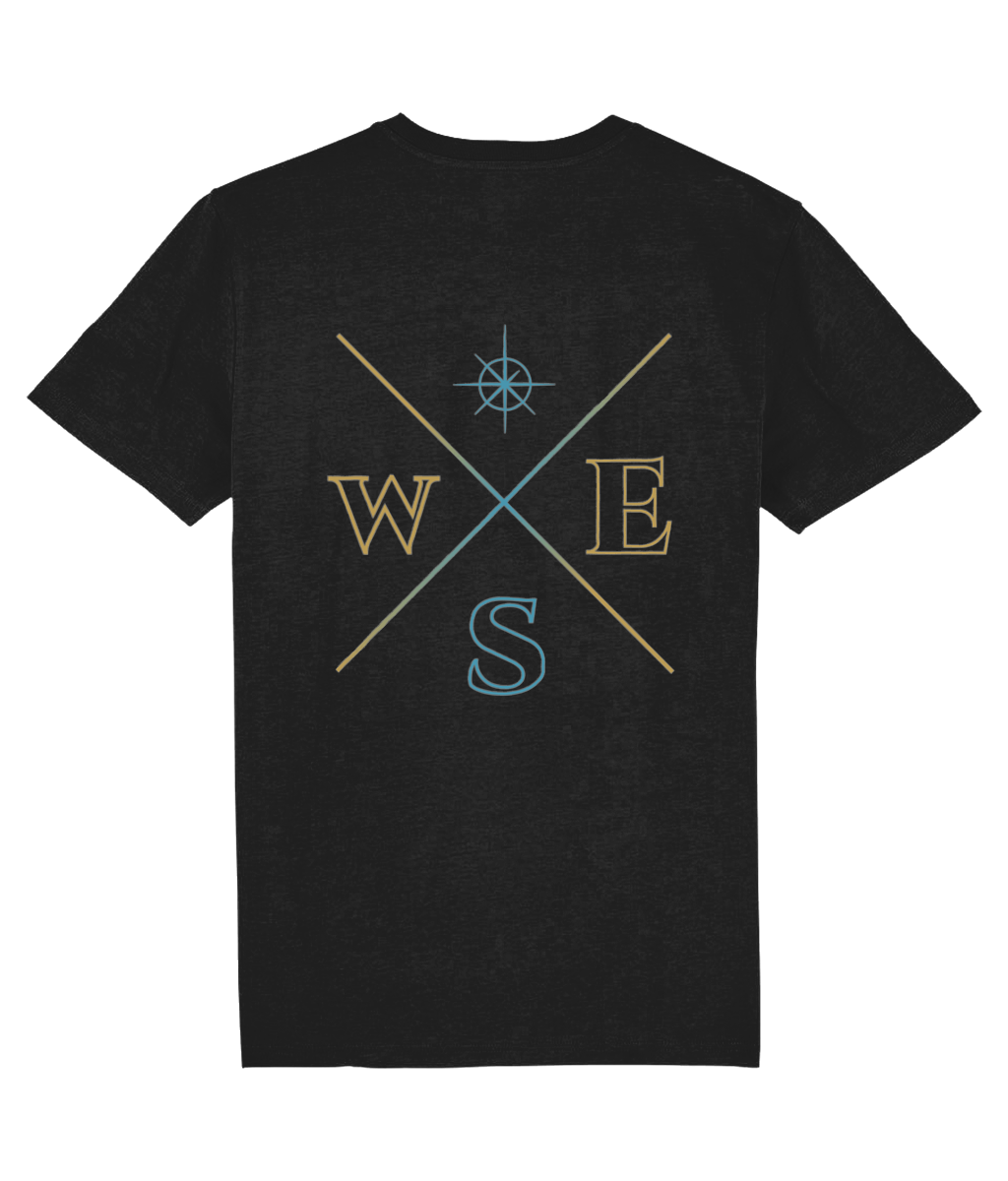 T-shirt stephano tee kompas zwart achterkant voorkant 