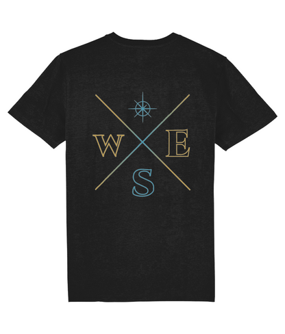 T-shirt stephano tee kompas zwart achterkant voorkant 