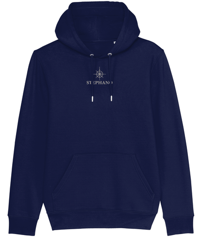 navy Stephano Classic hoodie met capuchon, buidelzak en subtiel logo op de borst, comfortabele trui voor dagelijks gebruik.