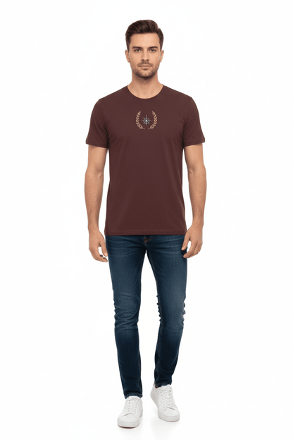 Premium T-shirt geborduurd Stephano Emblem T-shirt burgundy